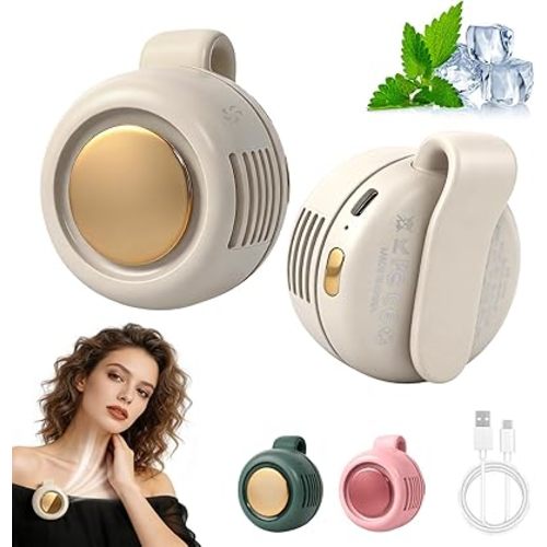 hepanio Portable Silent Mini Bladeless Fan Clip On,3 Speeds Clip-On Fans For Shirt,Small Clips Fanmini Whirlwind Fans For Waist Clips Suitable For Outdoor & Travel & Office (White)