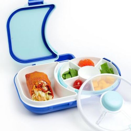 GoBe Kids' 2-in-1 Bento Style Lunchbox with Small Snack Spinner Flip - Blueberry Blue
