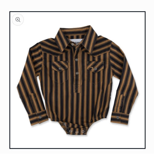 Black & Gold Stripe Long Sleeve Pearl Snap Onesie – Cowkid Clothing Company