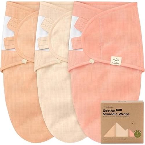 3-Pack Organic Swaddles for Newborns Sleep Sacks – Baby Swaddles 0-3 Months, Newborn Swaddle Wrap, Infant Wearable Blanket, Baby Sleep Sack Girls, Boys, Soft & Snug, Large Hook & Loop Closure(Salmon)