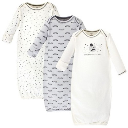 Touched by Nature Infant Boys Organic Cotton Gowns, Mr Moon, Preemie/Newborn