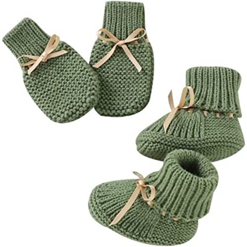 Knitted Mitten and Booties Holiday Set