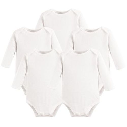 Touched by Nature Organic Cotton Long-Sleeve Bodysuits 5pk, White, 3-6 Months