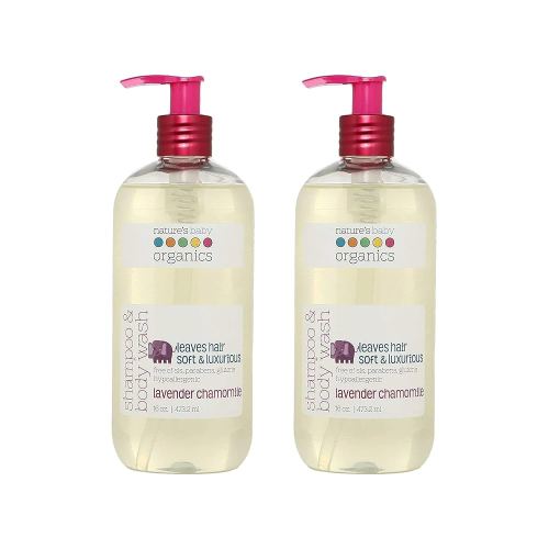 Nature's Baby Organics 3 -in-1 Baby Shampoo, Body Wash and Face Wash, Formulated for Problem and Sensitive Skin, No Sulfate or Artificial Fragrances - Tear Free - Lavender Chamomile 16oz (Pack of 2)