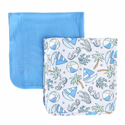 Tiny Tides 2pc Burp Cloth Set | Blue