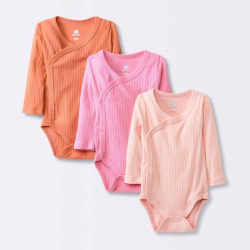 Baby Girls' 3pk Side Snap Long Sleeve Bodysuit - Cloud Island™ Pink, Size: 3-6M
