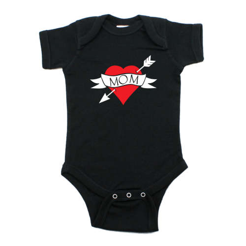 Mother's Day I Love Mom Heart Tattoo Short Sleeve Baby Infant Bodysuit – Crazy Baby Clothing