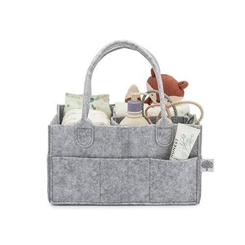Parker Baby Diaper Caddy - Nursery Storage Bin and Car Organizer for Diapers and Baby Wipes - Oatmeal, Regular