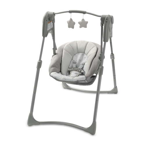Graco Slim Spaces Compact Infant Baby Swing, Space Saver with Foldable Design, Reign