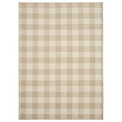 Garland Rug Country Living – Checkered Buffalo Plaid Design, Non-Slip Rubberback, Traditional 5x7 Area Rug for Living Room, Bedroom, Kitchen, Dining Room,Nursery,Tan/Ivory
