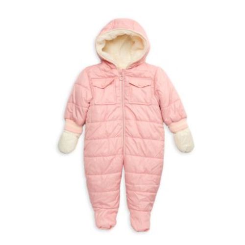Baby Girl's Hooded Faux Shearling Lined Footie