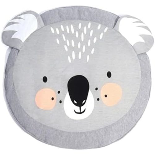 Poowe Nursery Kids Rug Creeping Crawling Mat Koala Baby Rug Childrens Floor Area Rug Mat 100% Cotton Baby Crawling Mat Round Infants School Carpet Decor, 33.5" Round