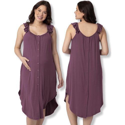 Ruffle Strap Labor & Delivery Gown | Pink Hydrangea