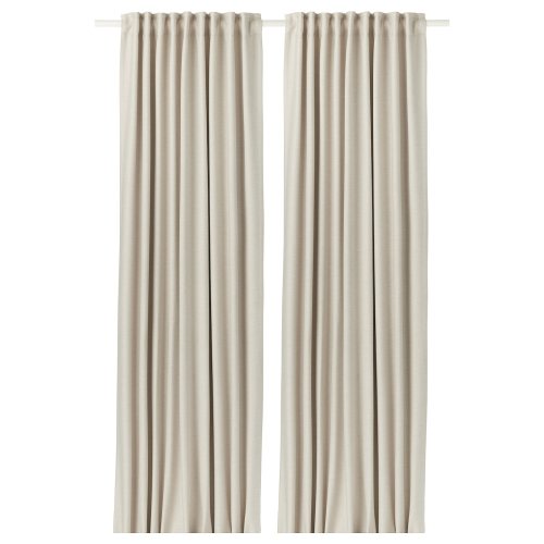 VILBORG Room darkening curtains, 1 pair - with heading tape/beige 57x84 "