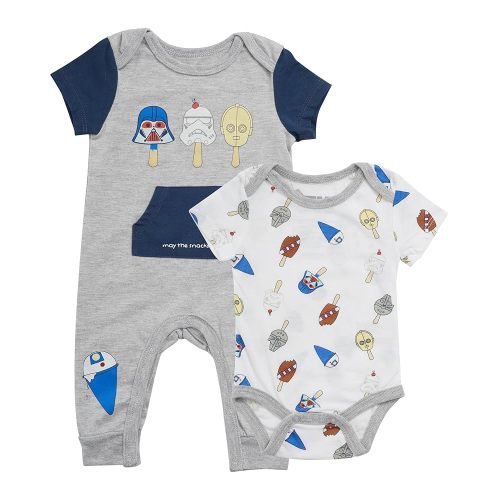 STAR WARS Newborn Baby Boys Infants Snap Suit Rompers 2 Pack