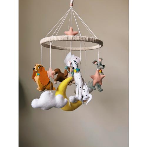 Baby mobile Disney Dogs Baby Mobile Lady and the Tramp, 101 Dalmatians Nursery decor inspired by Disney Baby shower gift