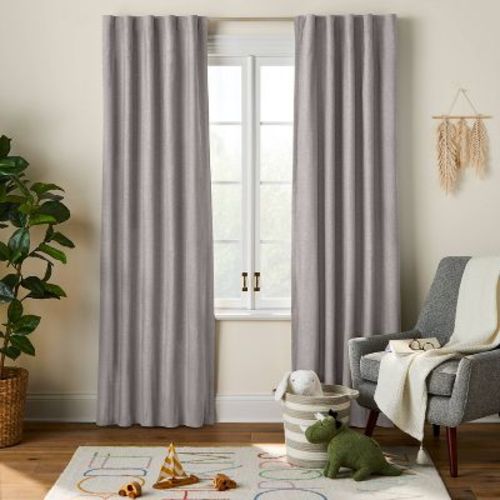 63" Blackout Chambray Cotton Kids' Panel Green - Pillowfort™: Noise Reduction, UV Protection, Energy Efficient