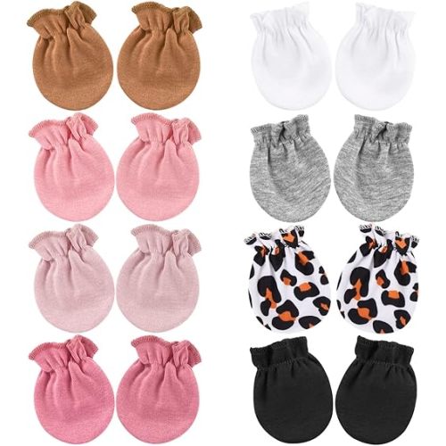 BQUBO Newborn Infant Toddler Mittens No Scratch Cotton Elastic Wrist Gloves Hypoallergenic for 0-6 Months Baby Boys Girls