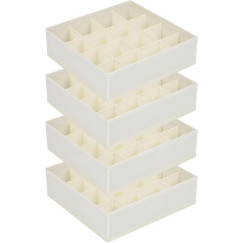 Joyoldelf Sock Drawer Organizer Divider Underwear Organizer 16-cell Fabric Dresser Drawer Organizers Storage Boxes for Socks Lingerie, Handkerchiefs, Ties 4 Pack (Beige)