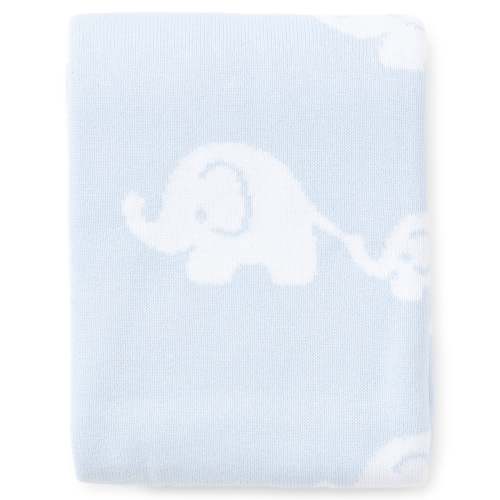 Blue Elephant Knit Novelty Blanket