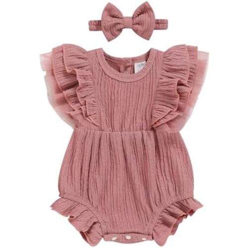 TITKKOP Ruffle Bubble Romper for Baby Girl | One-Piece Shorts Jumpsuit | Summer Outfit & Dress for Infants 0-18M