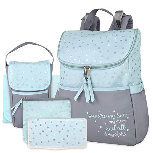 5 Piece Baby Diaper Bag Backpacks with Changing Pad, Wipes Pocket & Stroller Straps