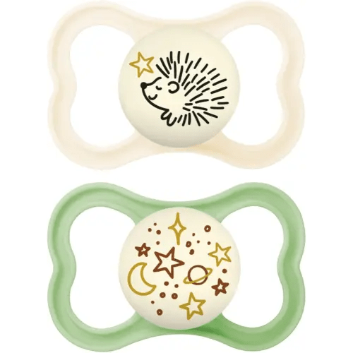 MAM Supreme Night Baby Pacifier, for Sensitive Skin, Patented Nipple, 2 Pack, 6-16 Months, Unisex