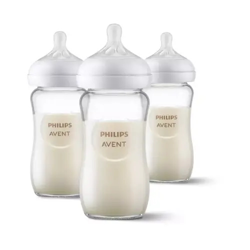 3pk Glass Natural Baby Bottle with Natural Response Nipple - Clear - 8oz