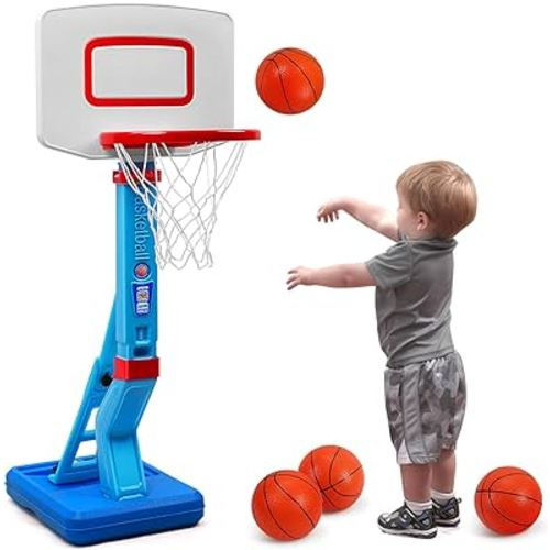 SUPER JOY Toddler Basketball Hoop Height Adjustable Kids Basketball Hoop for Indoor Outdoor Play Portable Basketball Goal Poolside Basketball Hoop for Swimming Pool Basketball Toy for Boys Girls