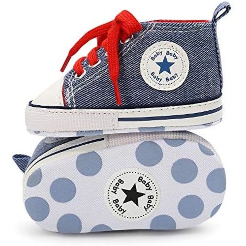 KIDSUN Unisex Baby Boy Girl Canvas Sneaker Soft Sole Infant Lace up Newborn Ankle Toddler First Walkers Crib Shoes