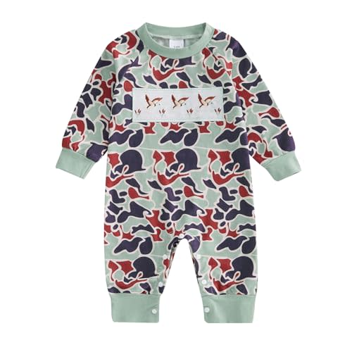 Pudcoco Duck Hunting Baby Clothes Infant Baby Boys Girls Camoflage Embroidered Mallard Duck Romper Jumpsuit