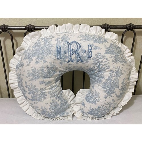 Nursing Pillow Cover with Ruffle, Blue Toile, Pink Toile Nursing Pillow Cover, Breastfeeding Pillow Cover
