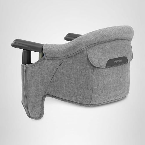 Inglesina Fast Table Chair, Stone Gray Melange - Portable Baby High Chair - for Babies & Toddlers up to 37 lbs - Fits Tables 0.8'' to 3.5'' Thick - Compact & Easy to Use - Travel Bag Included