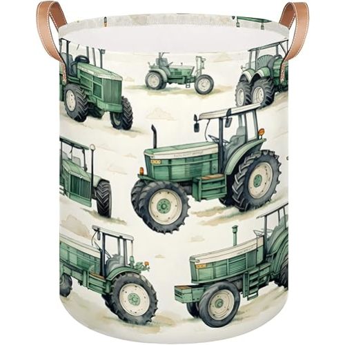 Tractor Truck Laundry Basket Collapsible Dirty Clothes Laundry Hamper Canvas Waterproof Storage Baskets Baby Toys Organizer Bin Kids Nursery Hamper for Bathroom Bedroom