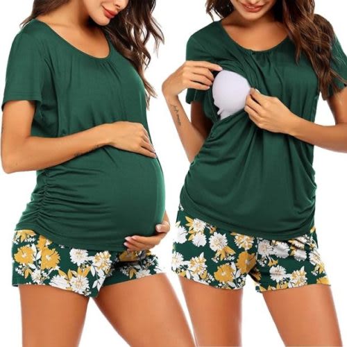 Ekouaer Maternity Nursing Pajama Set