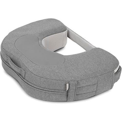 Inglesina Elysia Nursing Pillow - U-Shaped Ergonomic Bottle and Breastfeeding Pillow, Dual-Density adapts to Baby Growth, Adjustable Elastic Strap, Breathable Fabrics & Machine wash, Harmony Gray