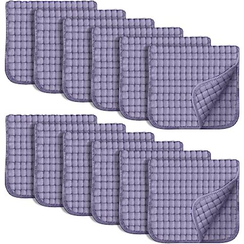 SWEET DOLPHIN 12 Pack Muslin Burp Cloths Large 100% Cotton Hand Washcloths for Baby - Baby Essentials Extra Absorbent and Soft Boys & Girls Milk Spit Up Rags for Newborn Registry - Grey, 20" X10"