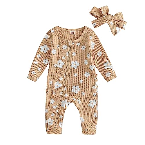 CIYCUIT Baby Girls Cactus Footies Newborn Zip Up Onesie Romper