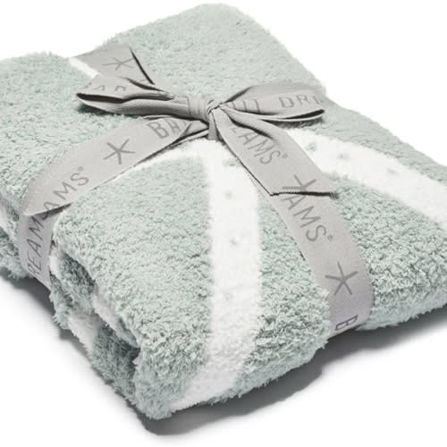 Barefoot Dreams CozyChic Starfish Blanket, Seafoam Green/White