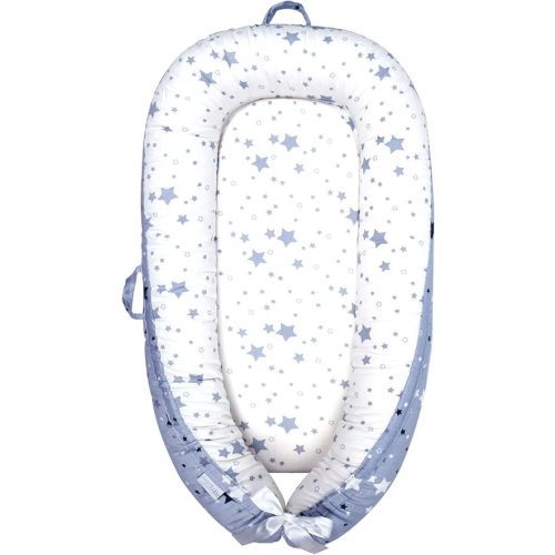 Baby Lounger, Ultra Breathable Soft Cotton Perfect for Tummy Time, Portable & Adjustable Infant Floor Seat for Traveling | Newborn Shower Gift