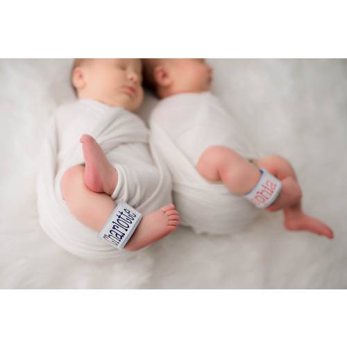 Baby ID Foam Bracelet for Twins, Triplets and All Multiples | Baby Name Identification Band | Newborn Twins | Twin Girls | Twin ID Anklet