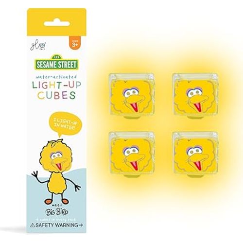 Glo Pals x Sesame Street Water-Activated Light-Up Cubes for Sensory Play (Big Bird - Cubes Only)