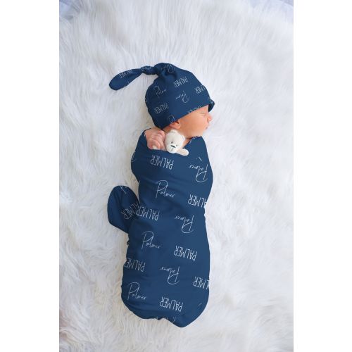 Custom Name Swaddle, Baby Boy Gift, Personalized Swaddle For Boy, Baby Shower Gift For Her, New Mom Gift, Hospital Swaddle Hat Set, Girl