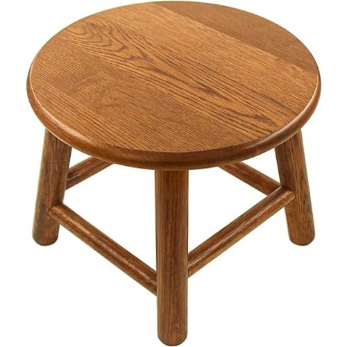 CONSDAN Kids Stool, Milking Stool, USA Grown Oak, Plant Stand, Handcrafted Solid Wood Stool, 9" Low Stool, Round Step Stool, Wooden Stool for Kids, Small Short Stool, Shoe Changing Stool(Chocolate)