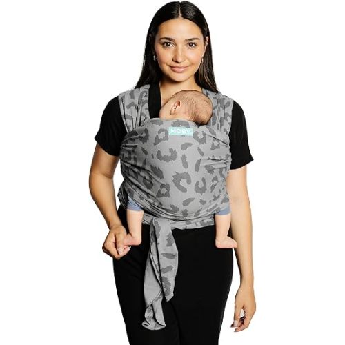 Moby Easy-Wrap Carrier | Baby Carrier and Wrap in One for Mothers, Fathers, and Caregivers | Designed for Newborns, Infants, and Toddlers | Holder Can Carry Babies up to 33 lbs | Night Leapord