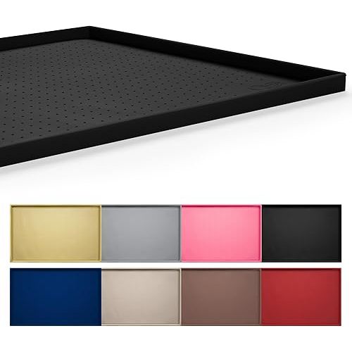Hubulk Dog Feeding Mat,100% Waterproof Food Grade Silicone Pet Food and Water Bowl Placemat,Dishwasher, High Raised Edge to Prevent Spills,Nonslip Tray to Stop Messes on Floor (32"x24"x1.0", Black)