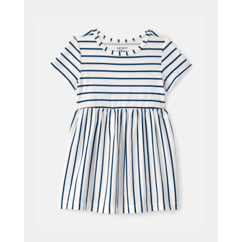 Baby Girl Striped Short-Sleeve Dress - Blue/Ivory - Carter's | Carter's