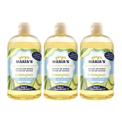 Yaya Maria's Natural Liquid Dish Soap, Only 6 Ingredients, 100% Nontoxic, Compare to Any Other Dish Soap, Lemongrass