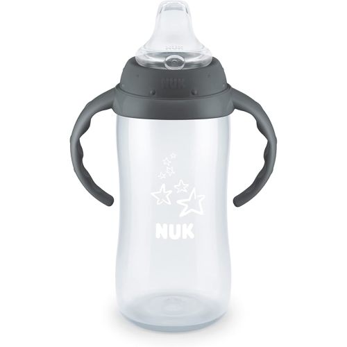 NUK Learner Cup, 10 Ounce, Tritan Gray Star – BPA Free, Spill Proof Sippy Cup