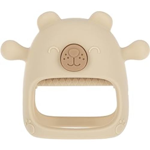 Nuby Silicone Wrist Teething Mitten - Baby Teether Ring - 3+ Months - Brown Bear
